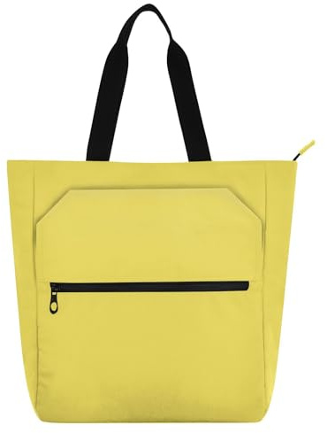 SyXIOP Borsa per libri artistica per bambini e adulti, color giallo latte, facile da pulire, riutilizzabile, con tasche con cerniera, per scuola, shopping, spiaggia, para guardar libros