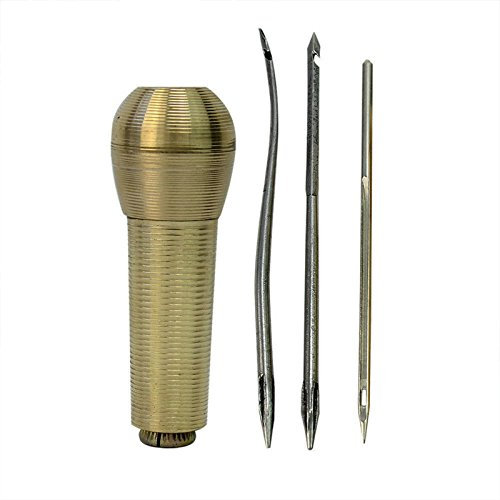 Onogal - Punteruolo con punte intercambiabili per cucire pelle e cuoio + 3 aghi professionali, 4384