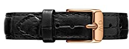 Daniel Wellington Petite Reading, Schwarz/Roségold Uhrenarmband, 14mm, Leder, für Damen