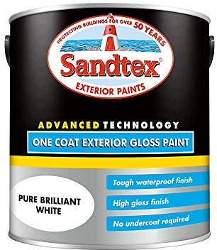 Sandtex One Coat Exterior Gloss Paint 2.5 Litre Brilliant White