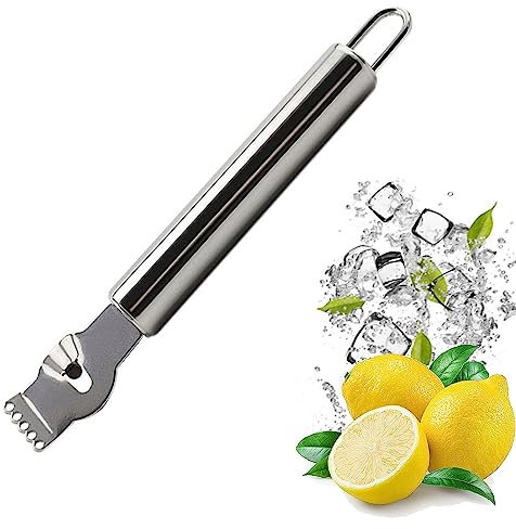 MINGZE Zitrone Edelstahl Zester Reibe Orange Citrus Küchenschäler Werkzeug mit Kanalmesser, Edelstahl - Premium Sabatier Küchenchef Werkzeug Handheld Obst Orangenschäler Küchenwerkzeuge