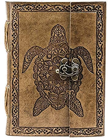 OVERDOSE Handgemachtes Leder Journal TORTOISE Journal Notebook Reisetagebuch Schreib journal Organizer planer Tagebuch notizbuch a6 Size 5 x 7 inches | 12x17 cm