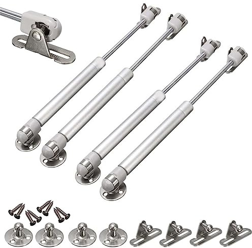 Euro Tische 2x oder 4x Gasfeder Gasdruckfeder für Klappen - Möbel Gasdruck-Dämpfer für Türen & Schränke mit 100 Nm (10kg Druckkraft) (Silber, 4er Set)