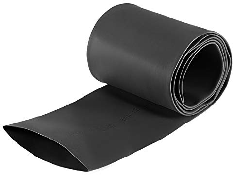 sourcing map Tubo Termorretráctil, Termoretractil 1m Longitud, Ancho Plano de 80mm, Ø 50mm, Relación 2:1, Tubo Termoretractil para Protección el Cable, Prevenir la Corrosión del Metal, Negro