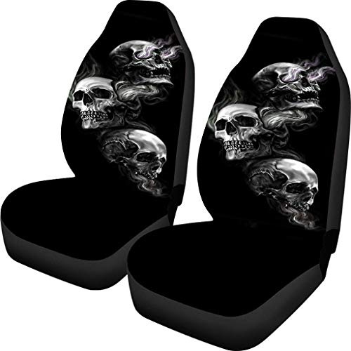 Coloranimal Autositzbezüge Schwarzer Totenkopf für Damen und Herren, 2-teiliges Set, Auto-Sitzschutz, bequeme Sitzpolsterung für Vordersitze, universelle Passform