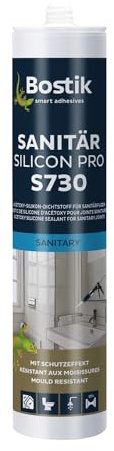 BOSTIK S730 Sanitär Silikon Pro Anthrazit - 300ml | Hochwertiges Acetat Sanitärsilicon mit Schutzeffekt - Lösemittelfrei - Alterungs - und Witterungsbeständig - und Außenbereich