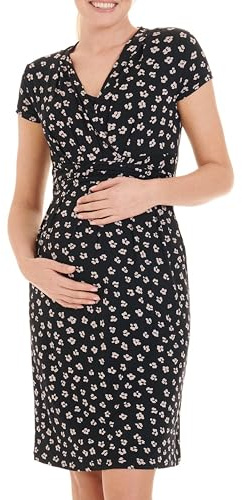 Herzmutter Umstandskleid Sommer Jersey Schwangerschaftskleid Stillen 6800 | Minikleid Stillkleid Wickeloptik