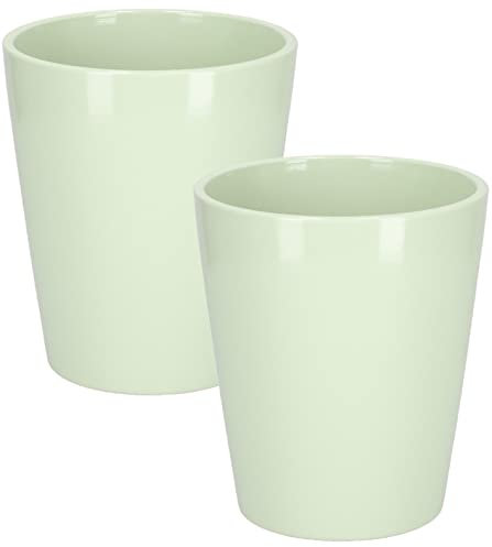 KOTARBAU® 2er Set Keramik Blumentopf Übertopf für Orchideen H 150mm ⌀ 120 mm Minze