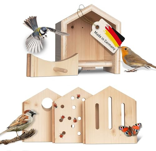 GARDIGO® Tier-Haus System | Nistkasten Vogelhaus Insektenhotel Schmetterlingshaus Futterhaus | Einzigartige Wechselblenden für Vielfältigkeit | Marienkäfer Schmetterlinge Eichhörnchen Vögel Bienen