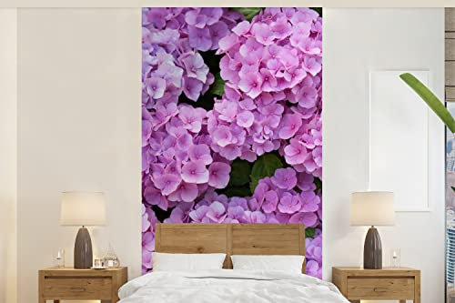 Selbstklebend Tapete Wandpapier Wandaufkleber Fototapete Tapeten Wanddeko 120x240 cm Blumen - Hortensie - Strauch - Rosa - Blütenblätter