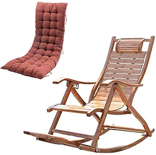 ADITAM Leichte Sonnenliege, Campingstühle, Bambus-Schaukelstuhl, Freizeit, klappbar, Balkonliege, verstellbar, für ältere Menschen, Relax-Sonnenliegen mit hoher Rückenlehne, Fußmassagebrett, Kissen im
