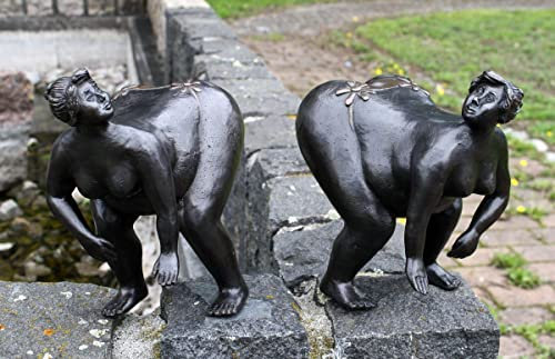 Thermobrass Bronzefiguren Zwei Dicke Frauen halbnackt braun Aktfigur Dekorationsfigur