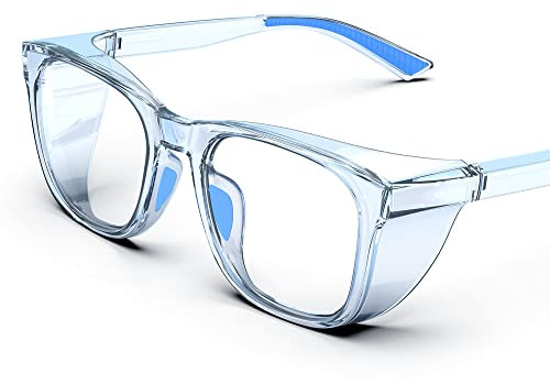 Lunettes de sécurité transparentes protections latérales, antibuée et anti-rayures poignées antidérapantes protection UV complète - Idéales pour femmes et hommes