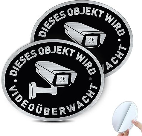 SINMAO Videoüberwachung Schild Metall 2 Stück Alu Hinweisschild Videoüberwachung Mit Schrauben Kamera Überwachung Schild, Mit Selbstklebeband