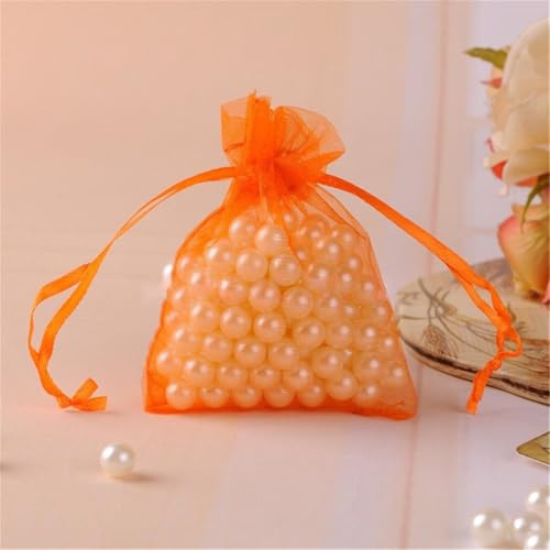 450 Stück 10x15cm Organzasäckchen Geschenksäckchen Geschenkbeutel Organza Schmuck Säckli mit Kordelzug Beutel Klein Organzabeutel Tütchen für Hochzeiten Weihnachten Festival Party (Orange)