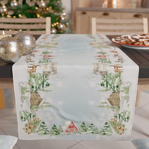PETTI Artigiani Italiani - Runner da Tavola Natalizio, Runner Natalizio, Runner Cucina 140x40 cm, Runner Natalizo Elegante Snow, 100% Made in Italy