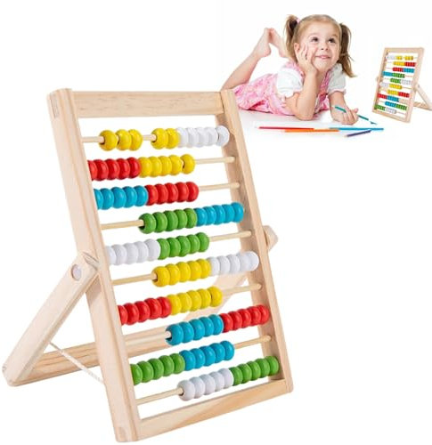 Toulifly Abacus Mathématique, Enfant Abacus Jeu avec 100 Perles, Abaque en Bois, Boulier Règle à Calcul, Pour Enfants à Partir de 3 Ans
