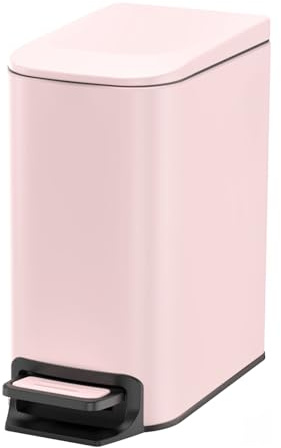 Cesun Kleiner Badezimmer-Mülleimer mit Deckel, Soft-Close, Tretpedal, 6 Liter / 1,6 Gallonen Edelstahl-Mülleimer mit herausnehmbarem Inneneimer, Anti-Fingerabdruck-Finish (Rosa)