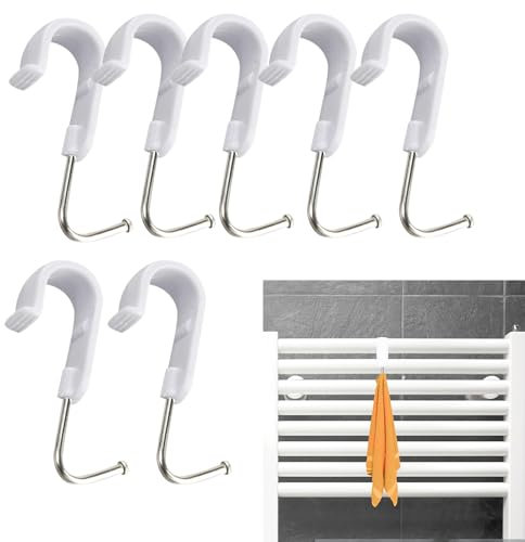 FZSECRIU Haken für HeizköRper, 7er-Pack Handtuchhalter HeizköRper, Drehbare Badezimmer-Handtuchhaken, HäNgende KleiderbüGel, HeizköRper-Handtuchhalter, HeizköRper-KleiderbüGel
