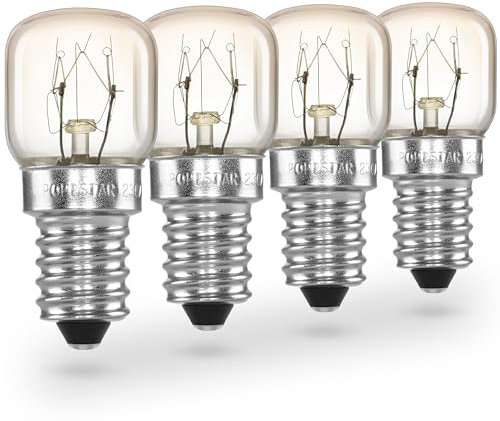 POPPSTAR Backofenlampe E14 15W hitzebeständig bis 300 Grad (2700K warmweiß, 85lm, T22), 4er-Pack