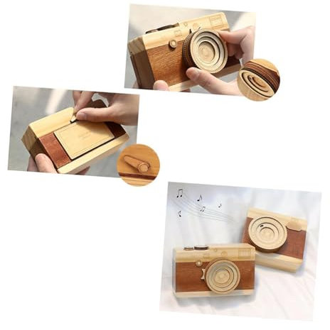 GOOHOCHY Holz Spieluhr Kameraform Dekoration Schreibtisch Ornament Hölzern Traditionell Klassisch Exquisit Charmant