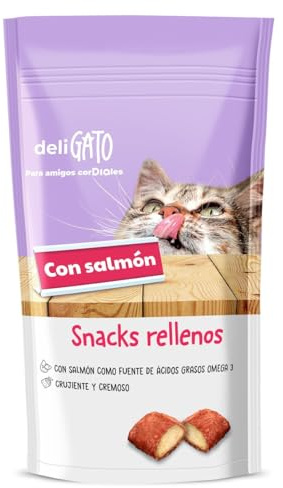 Snacks para Gatos Rellenos con salmón Deligato Dia Bolsa 60 g