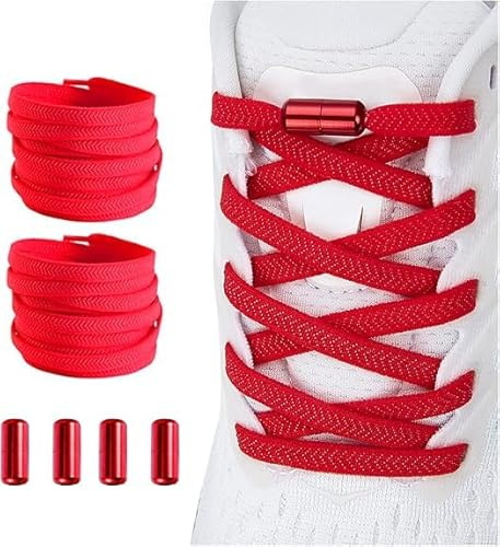Shecret 2 Paires Élastiques Lacets Avec Fermeture en Métal - Plats Sans Nœuds Universels Pour Enfants et Adultes - Réglables Pour Toutes Les Baskets