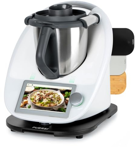 PUERSI Gleitbrett für Thermomix TM6/TM5, 2. Generation, Brett für Thermomix | mit Rollen, Leicht Gleitendes Bambus Rollbrett/Slider - Schwarz