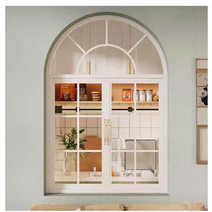 LVLDAWA Bündig Montierte Bogenfenster Für Schuppen Schiebefenster Für Haushalt Mit Griffen, Horizontale Schiebefenster Mit Gehärtetem Glas Restaurant, Badezimmer(Weiß,60X80CM)
