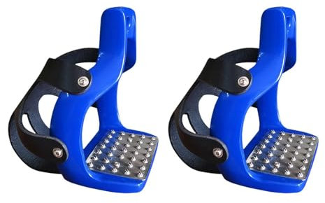 Fenteer 2 Stück Reitsteigbügel, Reitsteigbügel, Ausdauerritt, Käfig, englischer Reitschutzsattel für Outdoor-Aktivitäten, BLAU