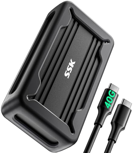 SSK 40Gbps USB4 M2 NVMe Gehäuse kompatibel mit Thunderbolt 4/3 | Aluminiumlegierung, NVMe Gehäuse USB M2 SSD Adapter mit M.2 M-Key 2280/2260/2242/2230 SSD Adapter mit LED-Anzeige