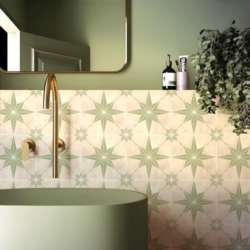 Alwayspon Fliesenaufkleber, 25 Stück x 20 cm, Salbeigrün Grau, selbstklebend, zum Aufkleben auf Fliesen, Transferaufkleber für Badezimmer, Küche, Backsplash für Herd, abziehen und aufkleben,