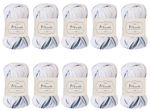 Maxee Handstrickgarn, 10×50 g Häkelgarn, Bunt Farbverlauf Acrylgarn zum Stricken, Weicher Wolle zum Häkeln, Mehrfarbiges Garn zum Stricken Häkeln und Basteln