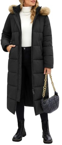 Tuopuda Cappotto Donna Lungo Invernale Giubbotto Giacca Cappotti Imbottita Caldo Addensare il cappotto Parka Giacche con Cappuccio Trapuntato Giaccone Outwear Antivento Cappotti(Nero,L)