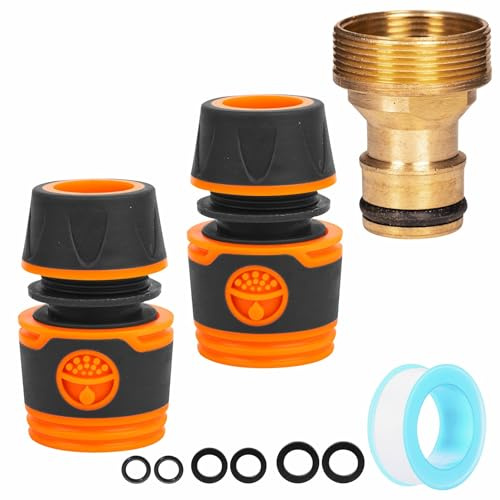 Universal Brass Kitchen Tap Connector - Leak-Proof Hose Adapter for Sink Mixer Taps, 3/4 & 1/2 Inch Indoor Hose Pipe Fitting, Secure Quick-Connect Adapter for UK Kitchen & Garden Tap Compatibility