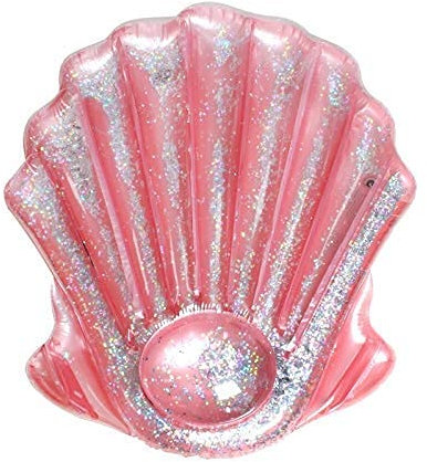 YCVAWEOD Bague de Natation Coquille Rose avec Paillettes 140 cm de Radeau de Piscine Gonflable géant de 140 cm LWX