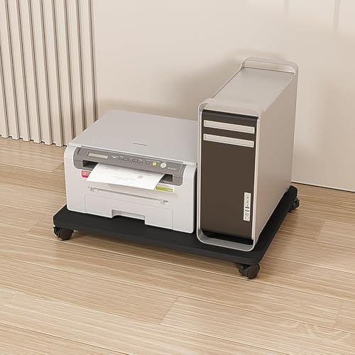 Rollender AV-Media-Ständer, multifunktional, mobiles Aufbewahrungsregal, Audio-Tower-Regal für Gaming- und Plattenspieler, Eckkonsole, schwarz, 35 x 30 cm, perfekt für Unterhaltungsgeräte