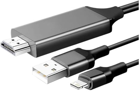 WIKRQIHL Câble vidéo, Compatible avec iPhone, iPad Mini, 14, 13, 12, 11 Pro Max, éclairage vers HDMI, projecteur TV, Adaptateur AV numérique, convertisseur 4K HD(C1)