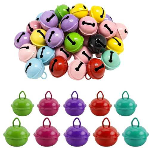 150 Pieces Colourful Small Bells, Colorful Bells for Crafts, Small Bell for Dog Cat Collars, 22mm & 14mm Craft Bell for Christmas Tree Decorations, DIY Projects, Pet Accessories, Random color