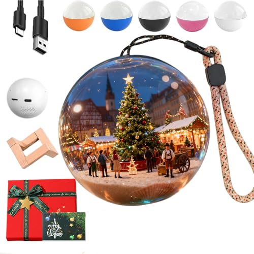 Lumiorb WiFi Crystal Ball 3D Video & Photo Memory Sphere, Christbaumkugel, Memory Orb Video Kugel, 2.7 Inch Magic Crystal Ball, FüR Familie Und Freunde (Schwarzx)