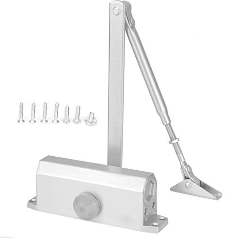 UMDHAIYI Cierrapuertas hidráulico para instalación universal, brazo ajustable resistente, aluminio izquierdo derecho, apertura de 180 grados, uso interior y exterior para puertas (061 Charge