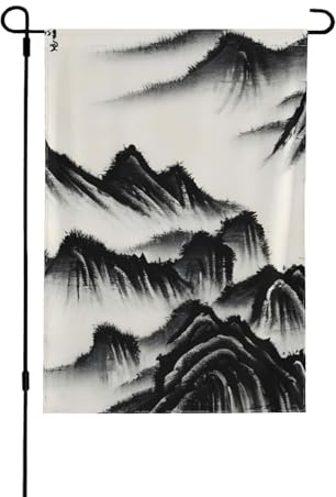 Peinture de paysage chinois, drapeaux décoratifs pour l'extérieur, décoration de jardin double face pour toutes les saisons