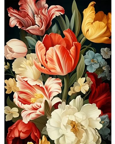DPIDEA Blumen Diamond Painting Erwachsene Runde Steine 30x40cm