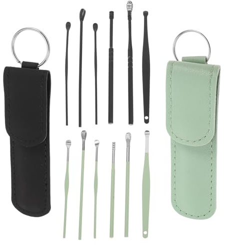 Mikikit 2 Uppsättningar Öronrengöringsverktyg Öronsked i Rostfritt Stål Earwax Cleaning Tools Rengöringsverktyg i Rostfritt Stål Övertagningsverktyg Öronvaxplock