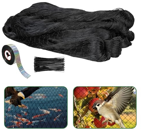 Vogelschutznetz, 15 * 7.5M Vogelnetz Stabil Volierennetz, Deutlich Vogelnetz Engmaschig mit 2.5 * 2.5cm Maschenweite, Pflanzennetz Teichnetz Teichabdecknetz Gartennetz für Garten Balkon Obstbäume