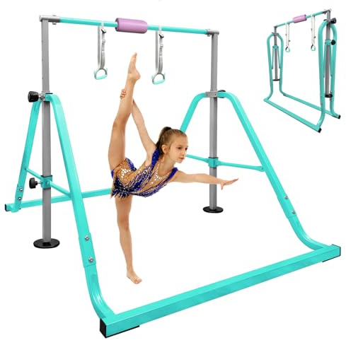 HomeSun Gymnastikstange Kinder mit Verstellbarer Höhen 80-130cm Gymnastics Bars Faltbarer Turnreck Stabil Reckstange Outdoor Indoor Trainingsstange