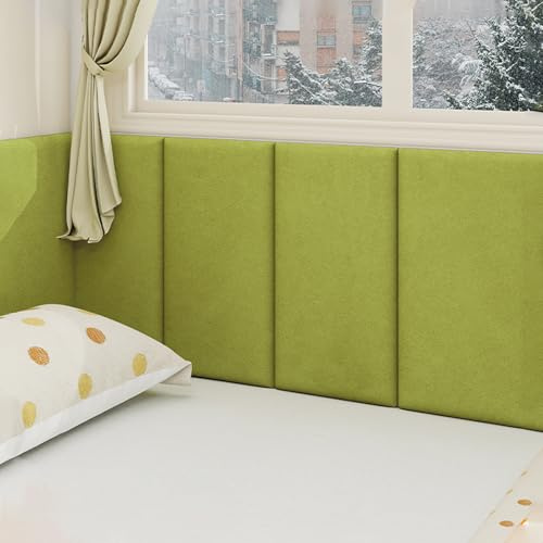 Autocollants Panneaux Muraux Anti-humidité, Papier Peint Isolant Thermique Mur Très Epais, 3D Stickers Muraux Decoratif, Panneau Rembourré Coussin pour Salon, Chambre(Vert,2pcs)
