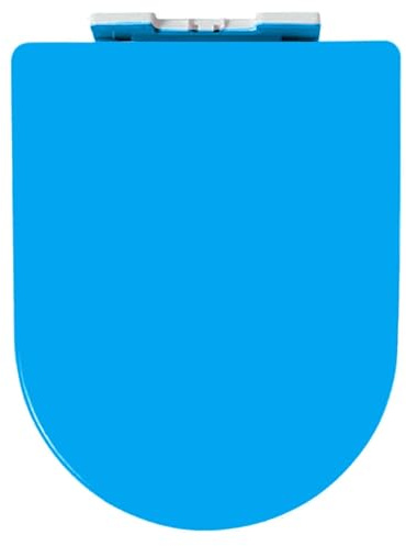 Sedile WC con abbassamento automatico, con sistema di abbassamento automatico, adatto alle famiglie, in polipropilene, colore celeste, con funzione antislittamento per il massimo comfort
