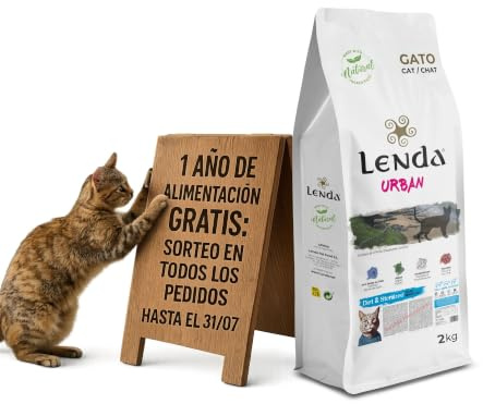 Lenda Urban Gato Esterilizado 2 kg - Pienso para Gatos Adultos Sin Grano de Pavo - Comida con Aceite de Salmon y Krill para Cuidado del Pelaje y Cardiovascular - con Probioticos y Condroprotectores