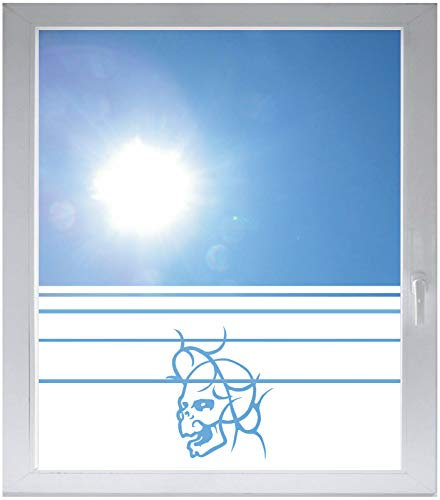 INDIGOS UG Sichtschutzfolie Glasdekorfolie Fensterfolie mit Motiv satiniert Blickdicht - w107 Totenkopf, Ornamente, Fantasy - 1000 mm Länge - 500 mm Höhe Streifen - selbstklebend - matt